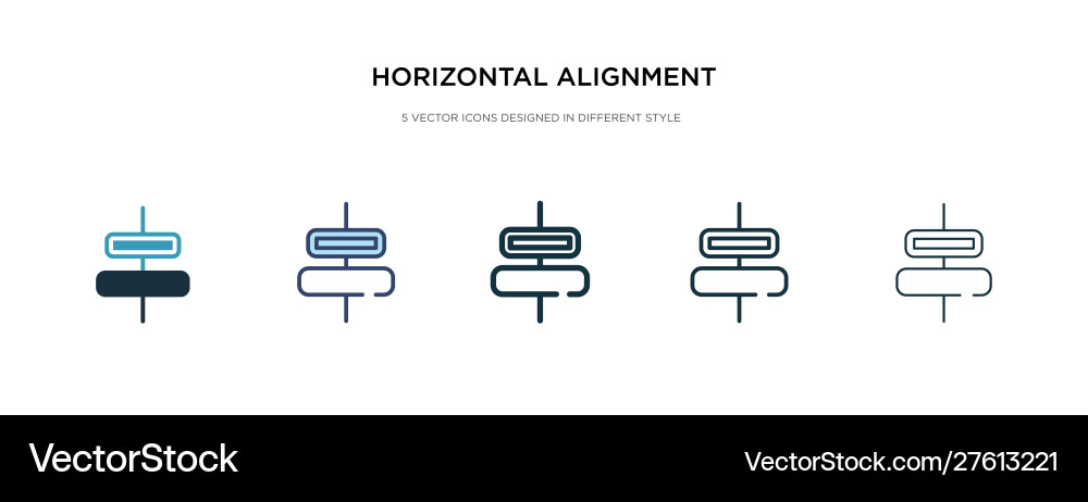Horizontal alignment icon in different style two Vector Image
