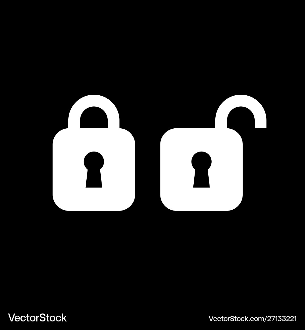 Lock unlock icon ui simple style flat Vector Image