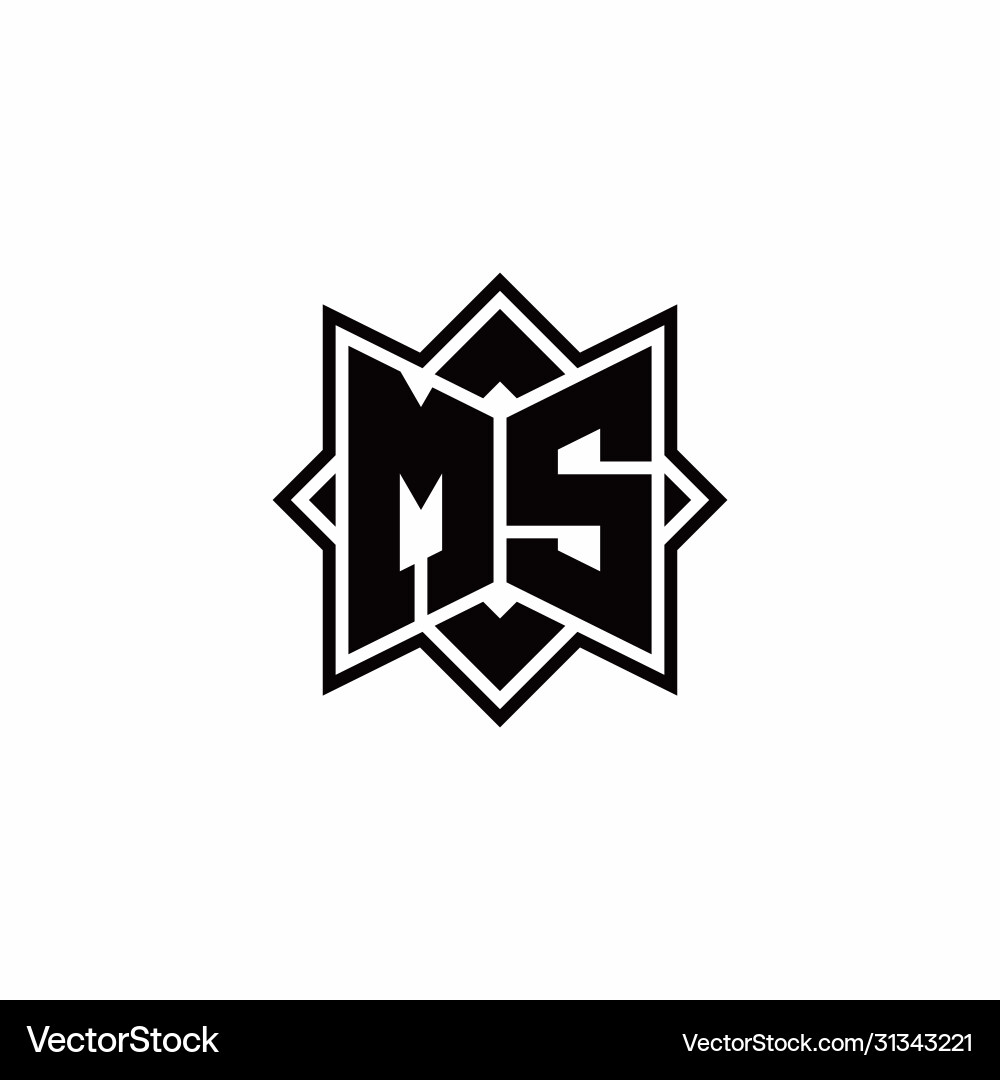 Ms monogram logo with square rotate style outline Vector Image