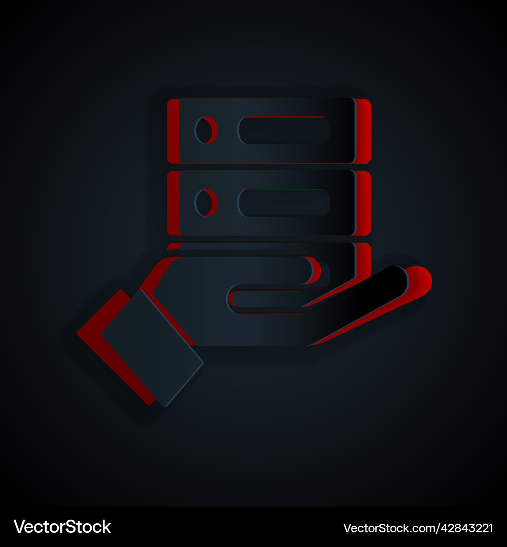 Paper cut server data web hosting icon isolated vector image