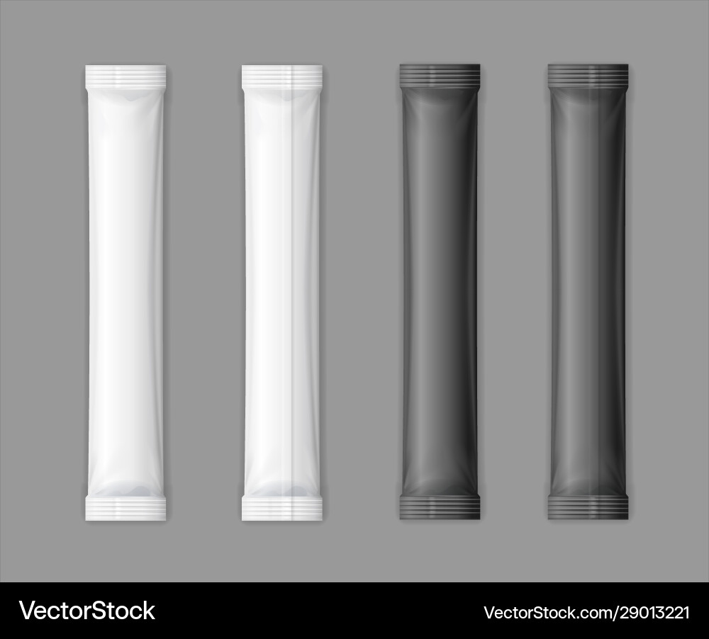 Realistic detailed 3d matte sachet stick set vector image