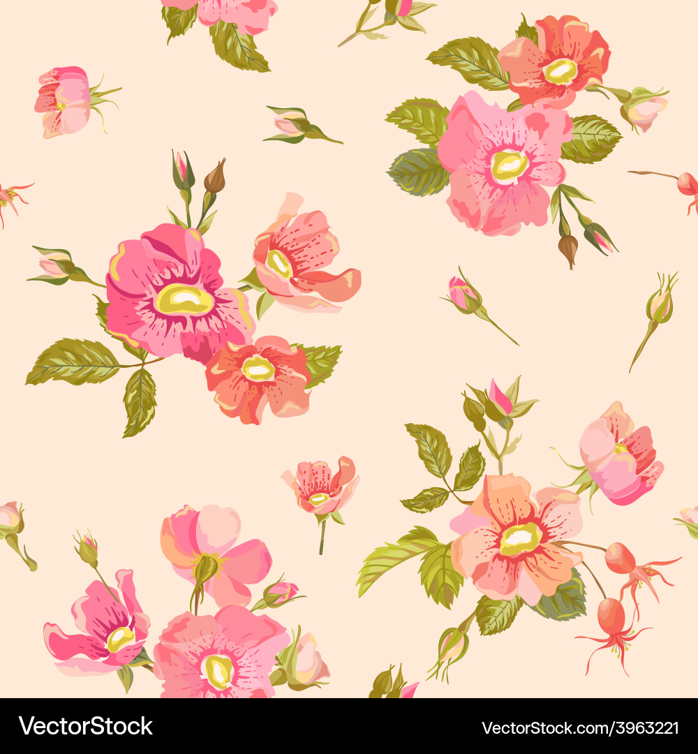 Romantic Rose Seamless Pattern vector image