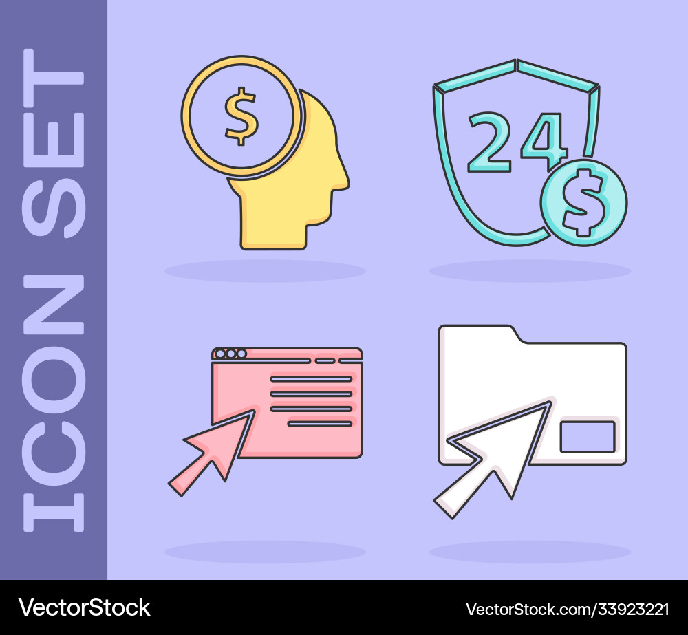 Set cursor click document folder business man Set cursor click document folder business man vector image