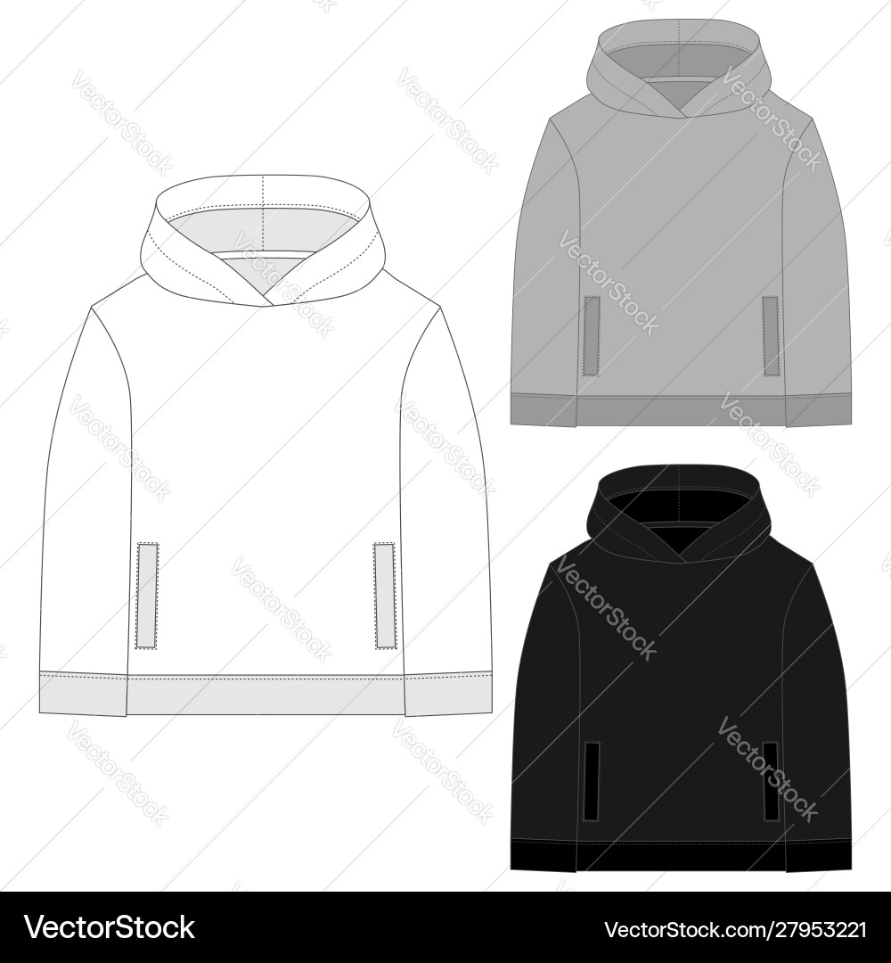 Technische Skizze für Herren Hoodie Vorlage Technische Skizze für Herren Hoodie Vorlage vektorbild