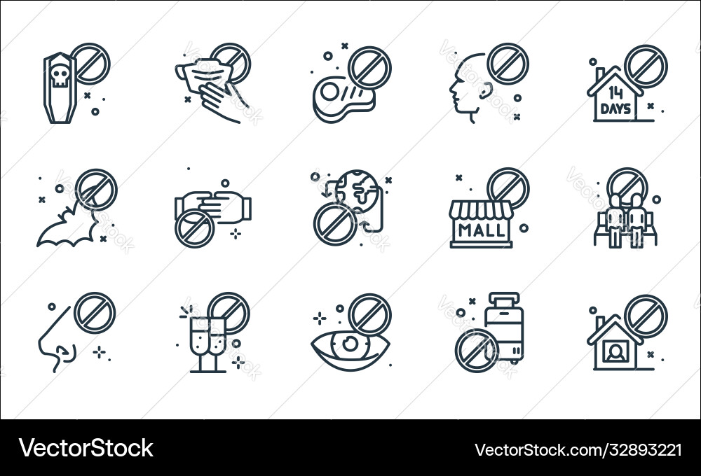 Virus restrictions line icons linear set quality Virus restrictions line icons linear set quality vector image