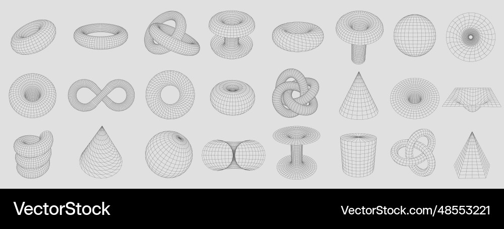 Wireframe Torus Grid Abstract Shapes vector image