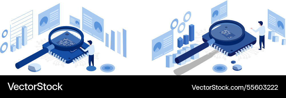 Ai-powered data analysis and cybersecurity Ai-powered data analysis and cybersecurity Vector Image