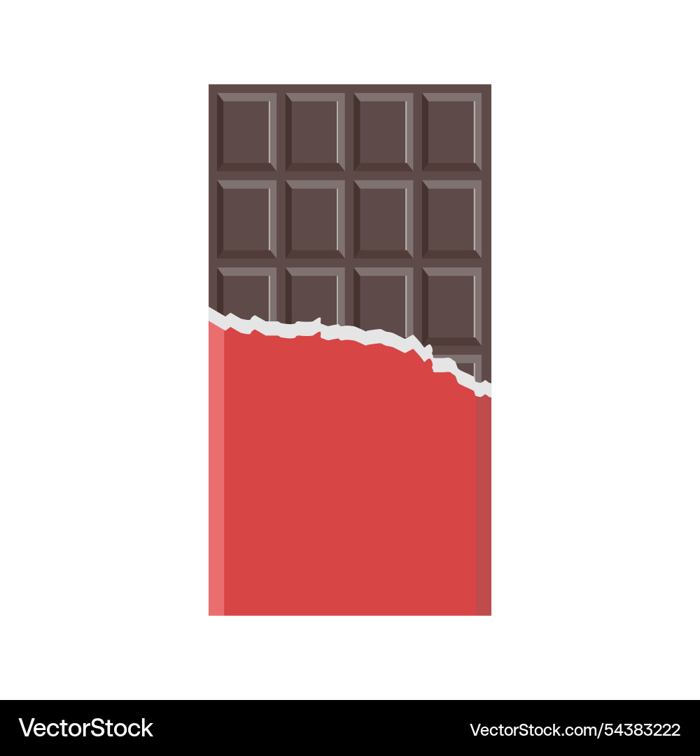 Chocolate bar with red wrapper half opened Vector Image