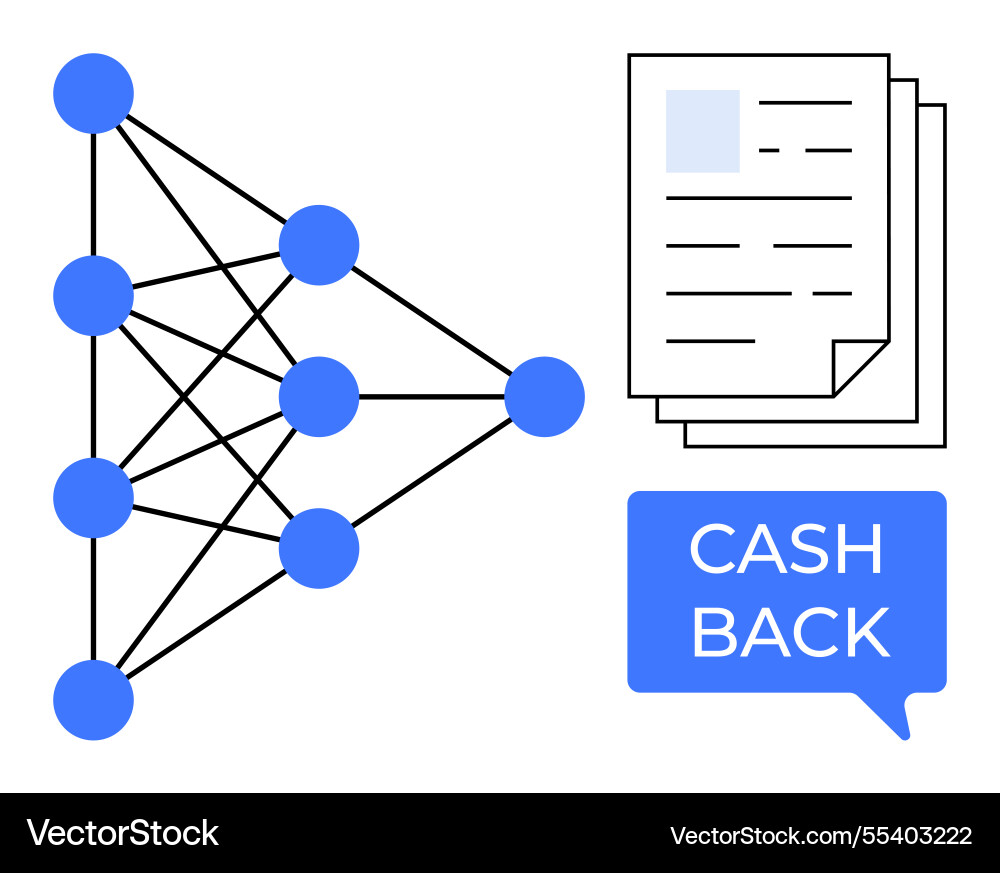 Data network with connected nodes and documents Data network with connected nodes and documents Vector Image