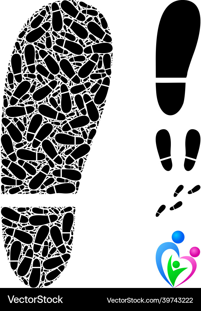 Human foot print icon recursion composition vector image