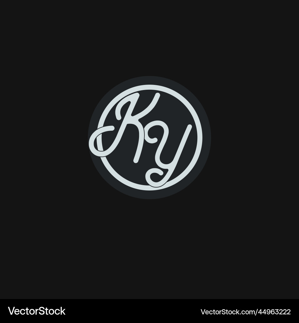 Initials ky logo monogram with simple circle line vector image