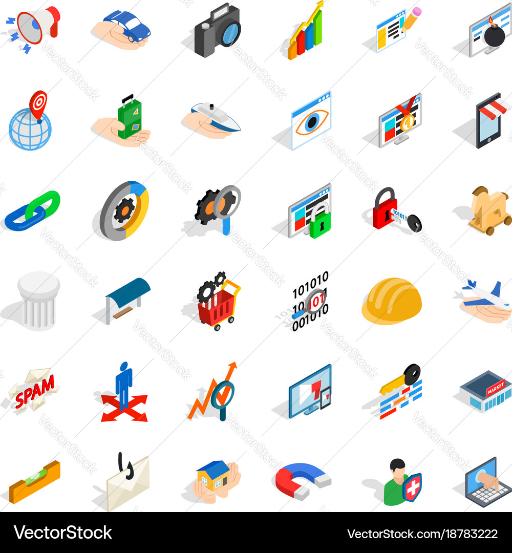 Interface icons set isometric style vector image