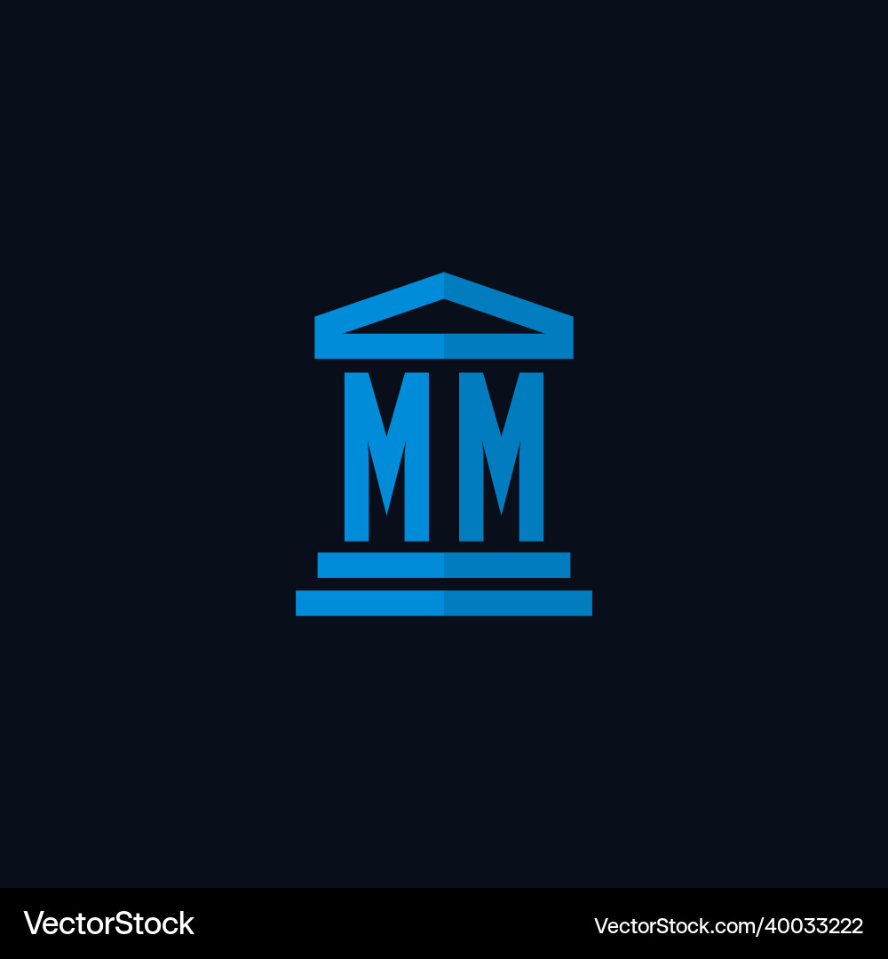 Mm initial logo monogram with simple courthouse vector image
