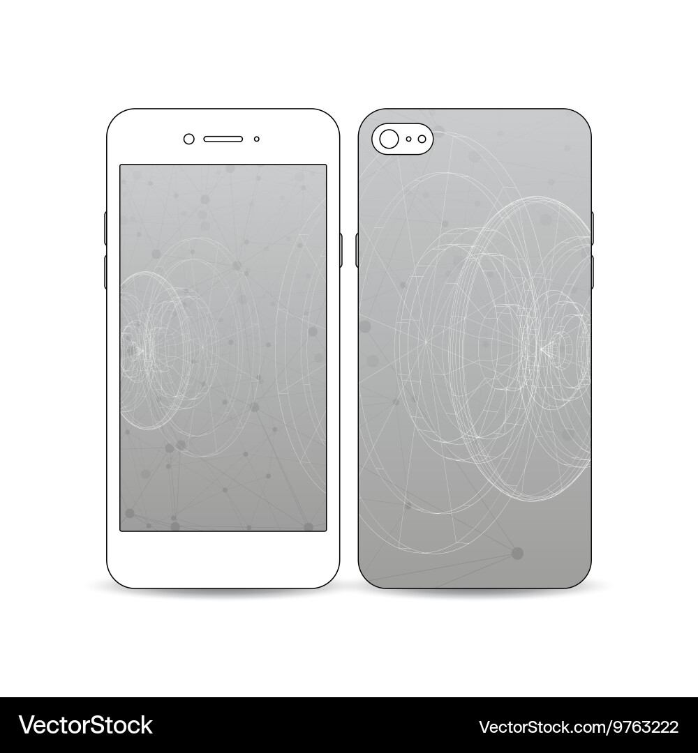 Mobile smartphone with an example of the screen vector image