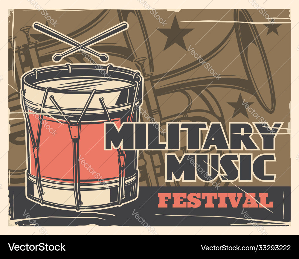 Music festival military band army parade poster Music festival military band army parade poster vector image