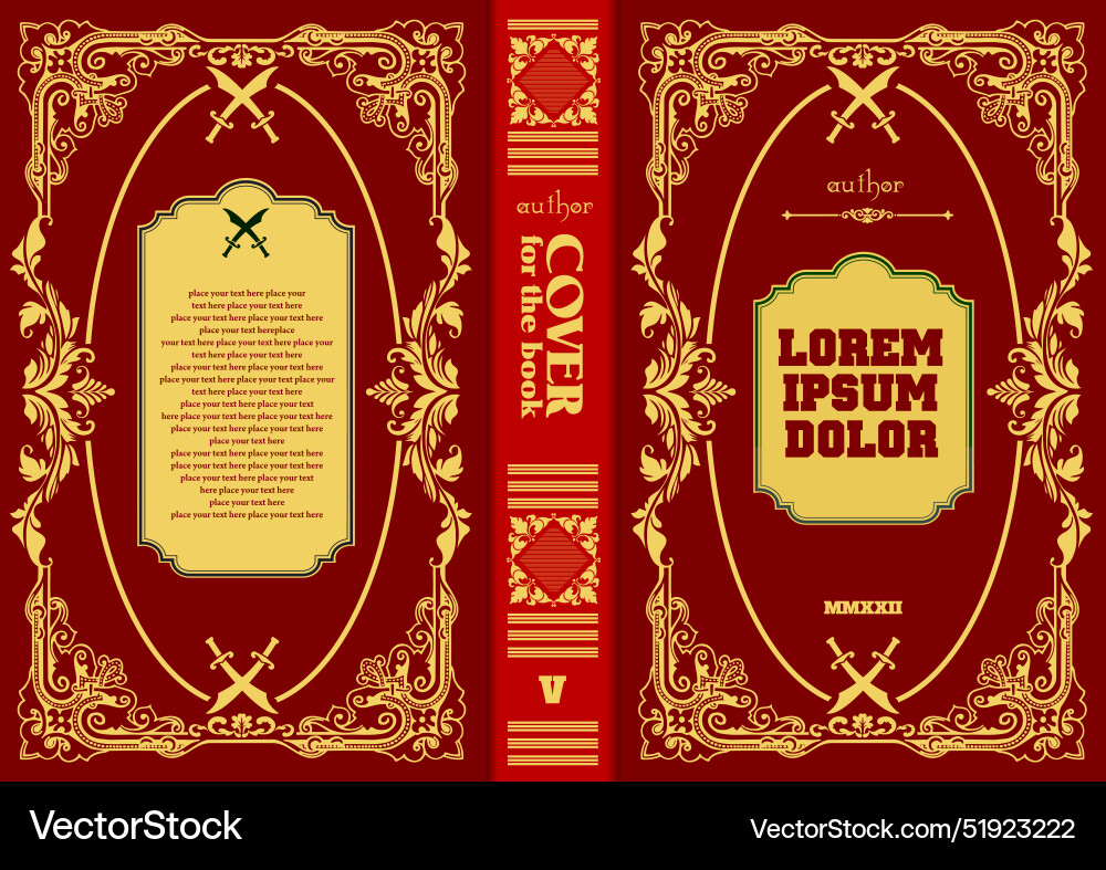 Old book cover design elements 3d hand drawn Vector Image