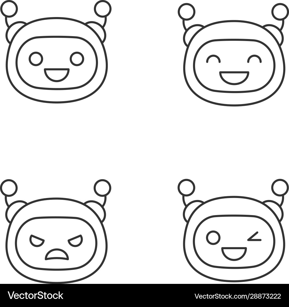Robot emojis linear icons set Robot emojis linear icons set vector image