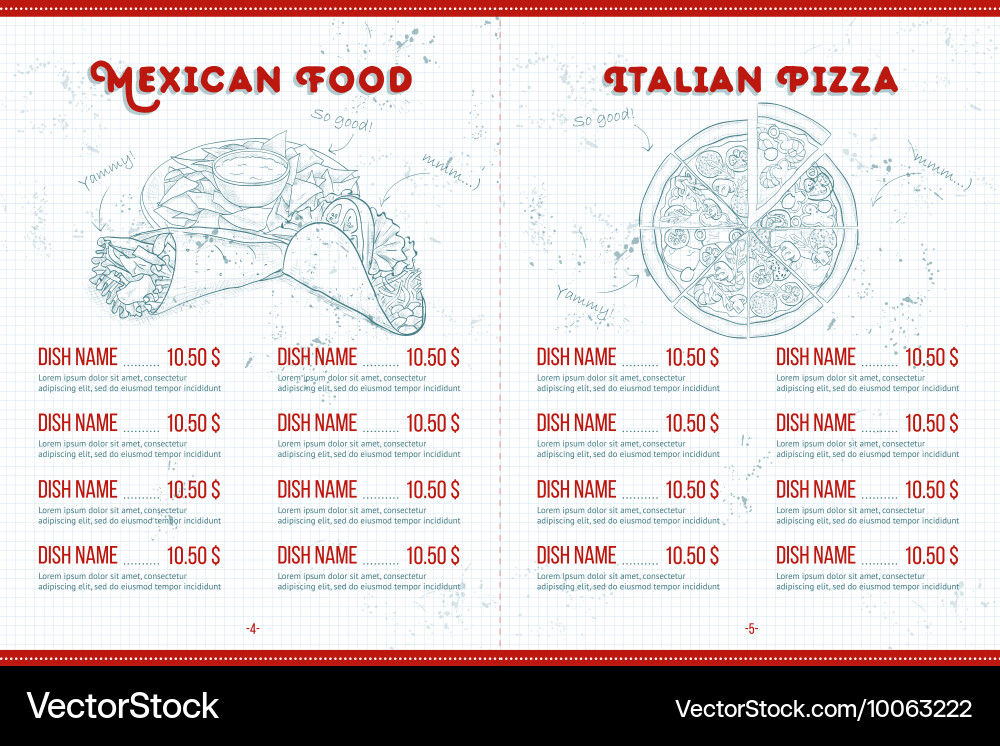 Scetch horizontal menu design Vector Image