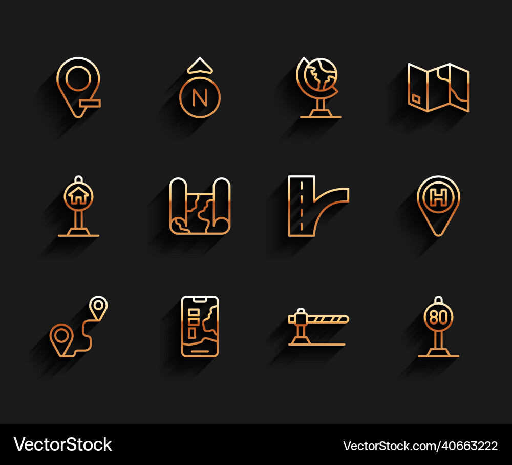 Set line route location city map navigation Set line route location city map navigation vector image