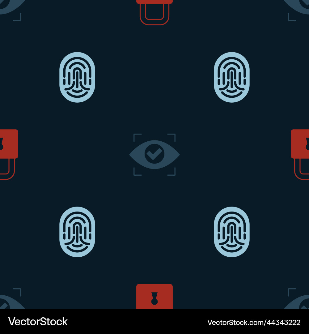 Set lock eye scan and fingerprint on seamless Set lock eye scan and fingerprint on seamless vector image