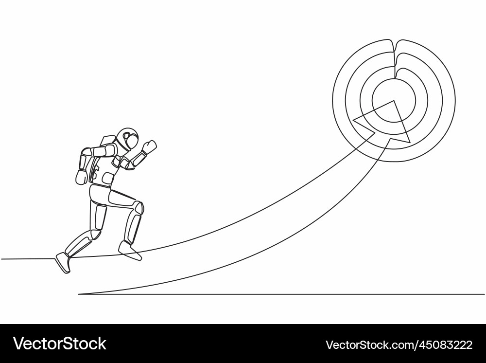 Single one line drawing astronaut running Vector Image