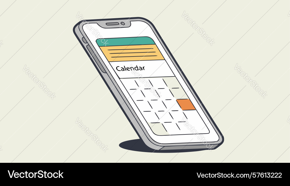 Smartphone displaying calendar application design vector image