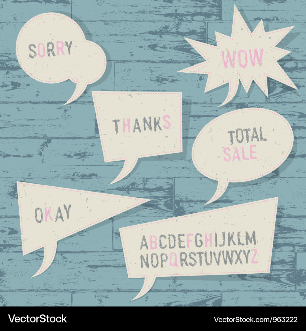 Speech Bubbles with Alphabet Sketch Vector Image
