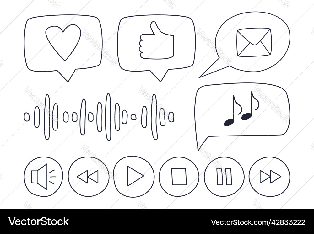 Symbols of like message player buttons - play Symbols of like message player buttons - play vector image
