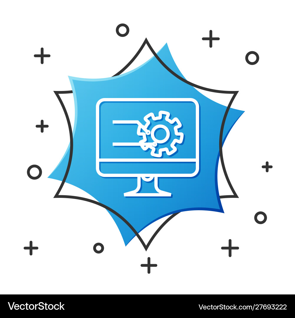 White line computer monitor with graph chart icon White line computer monitor with graph chart icon vector image