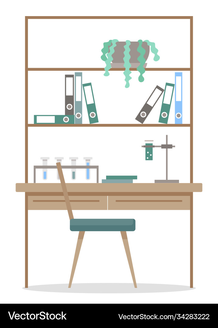 Working place with test tubes and file folders vector image