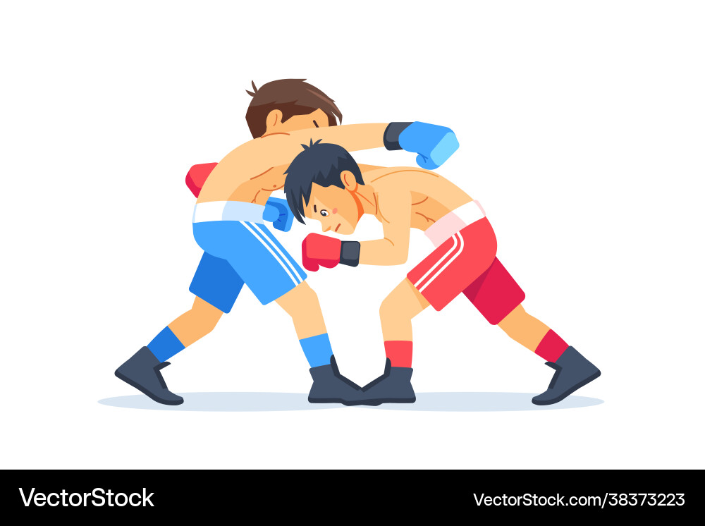 Boxen unter jungen Teenager Kinder kickboxing Boxen unter jungen Teenager Kinder kickboxing vektorbild