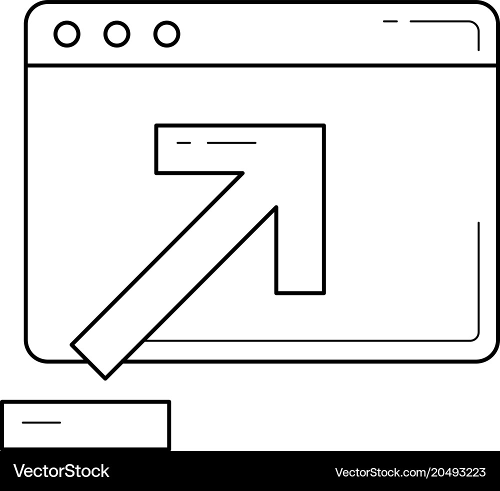 Browser window with upload sign line icon Vector Image