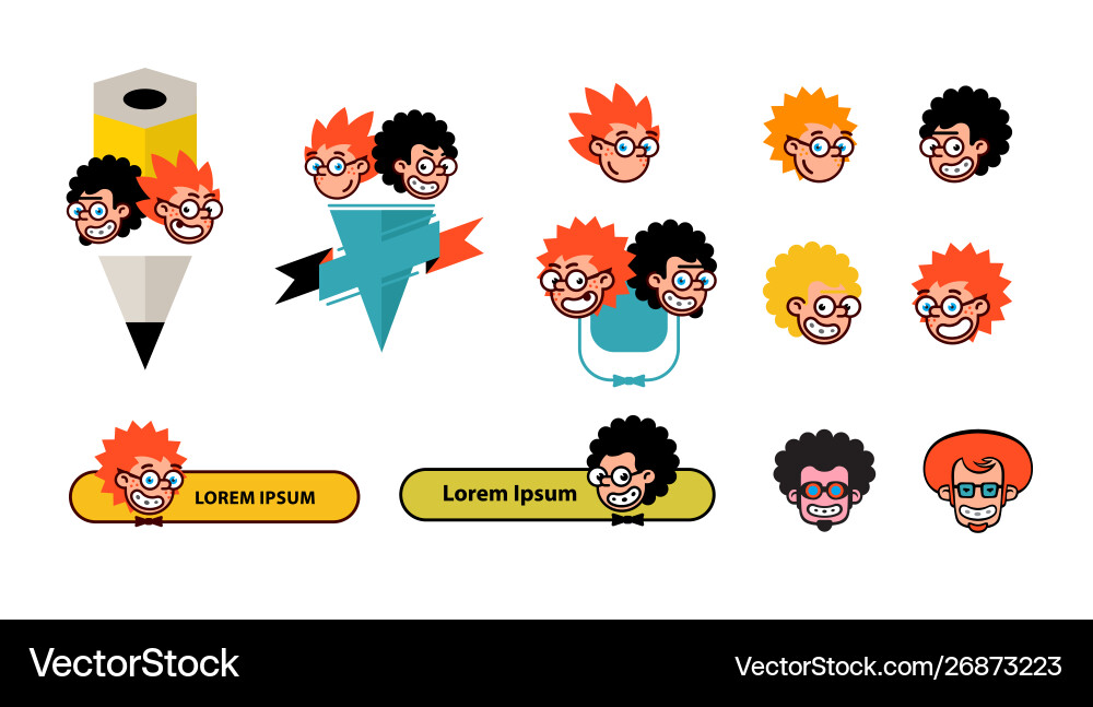 Cartoon characters geeks in a flat style image Cartoon characters geeks in a flat style image vector image
