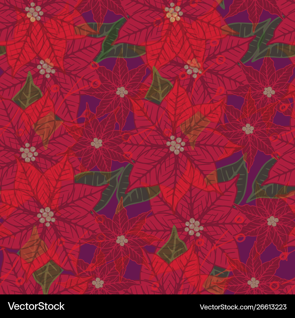 Christmas poinsettia seamless floral Christmas poinsettia seamless floral vector image