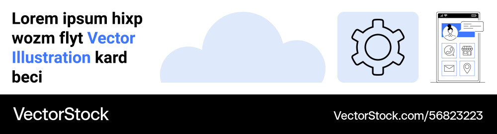 Cloud computing setup with gear icon and digital Cloud computing setup with gear icon and digital vector image