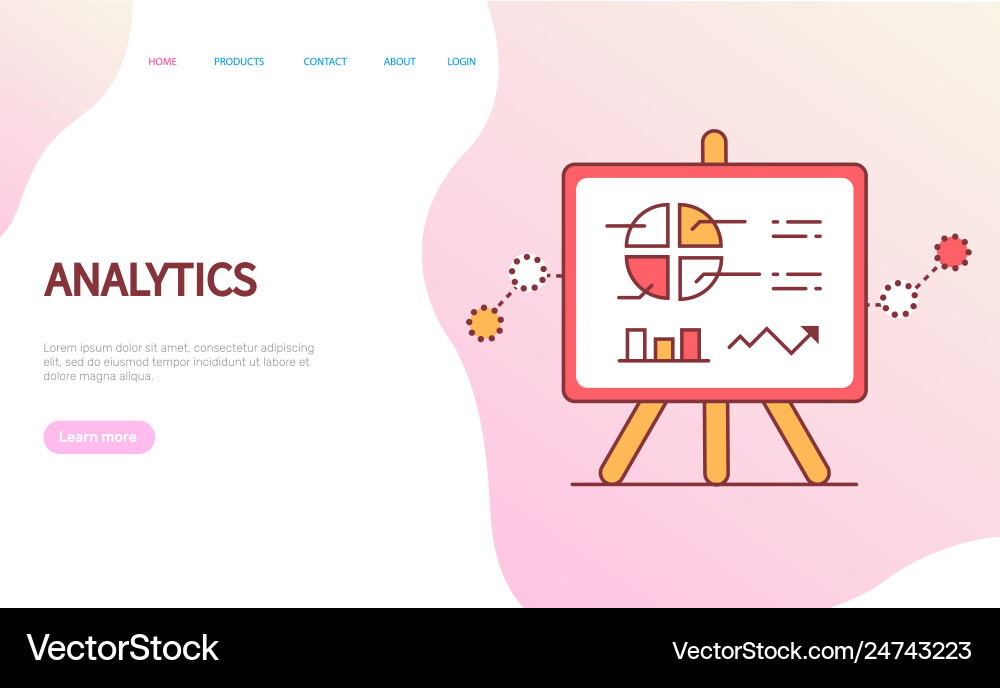 Data analytics page with diagram and chart Data analytics page with diagram and chart vector image