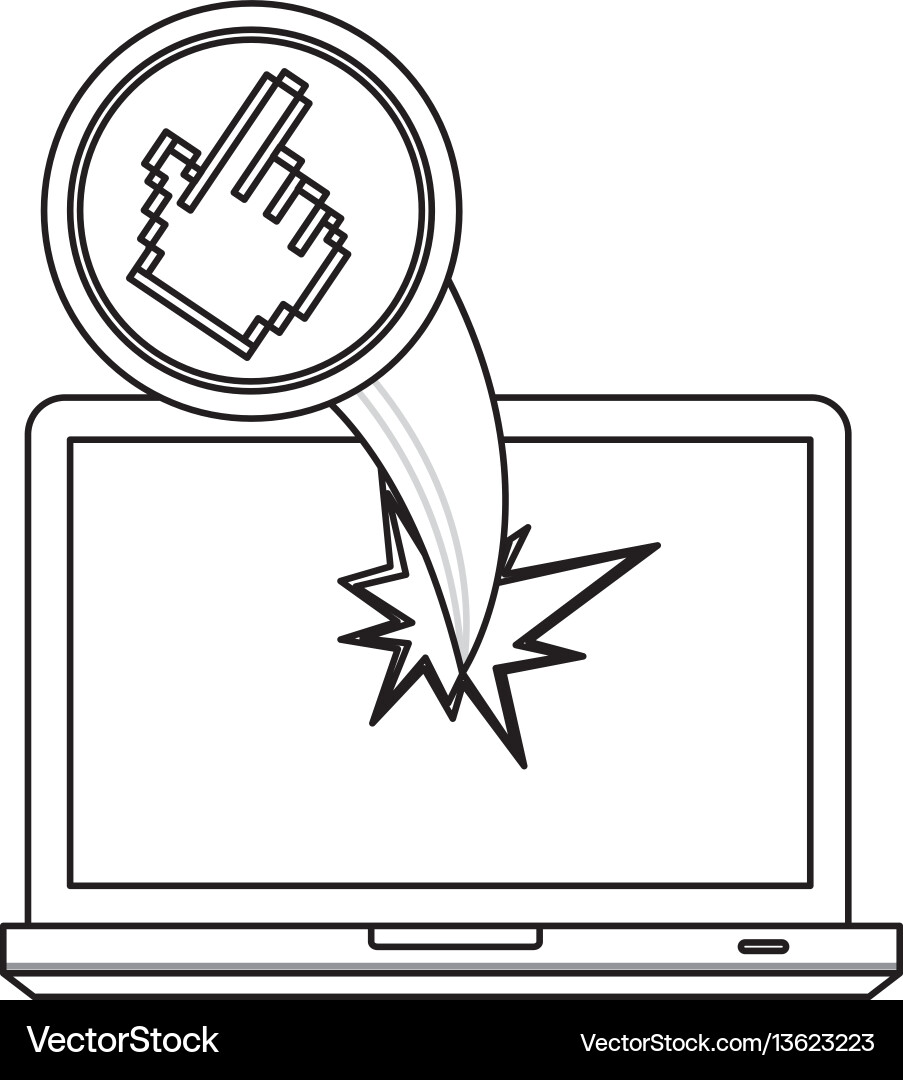 Figure computer hand cursor with hole icon Figure computer hand cursor with hole icon vector image