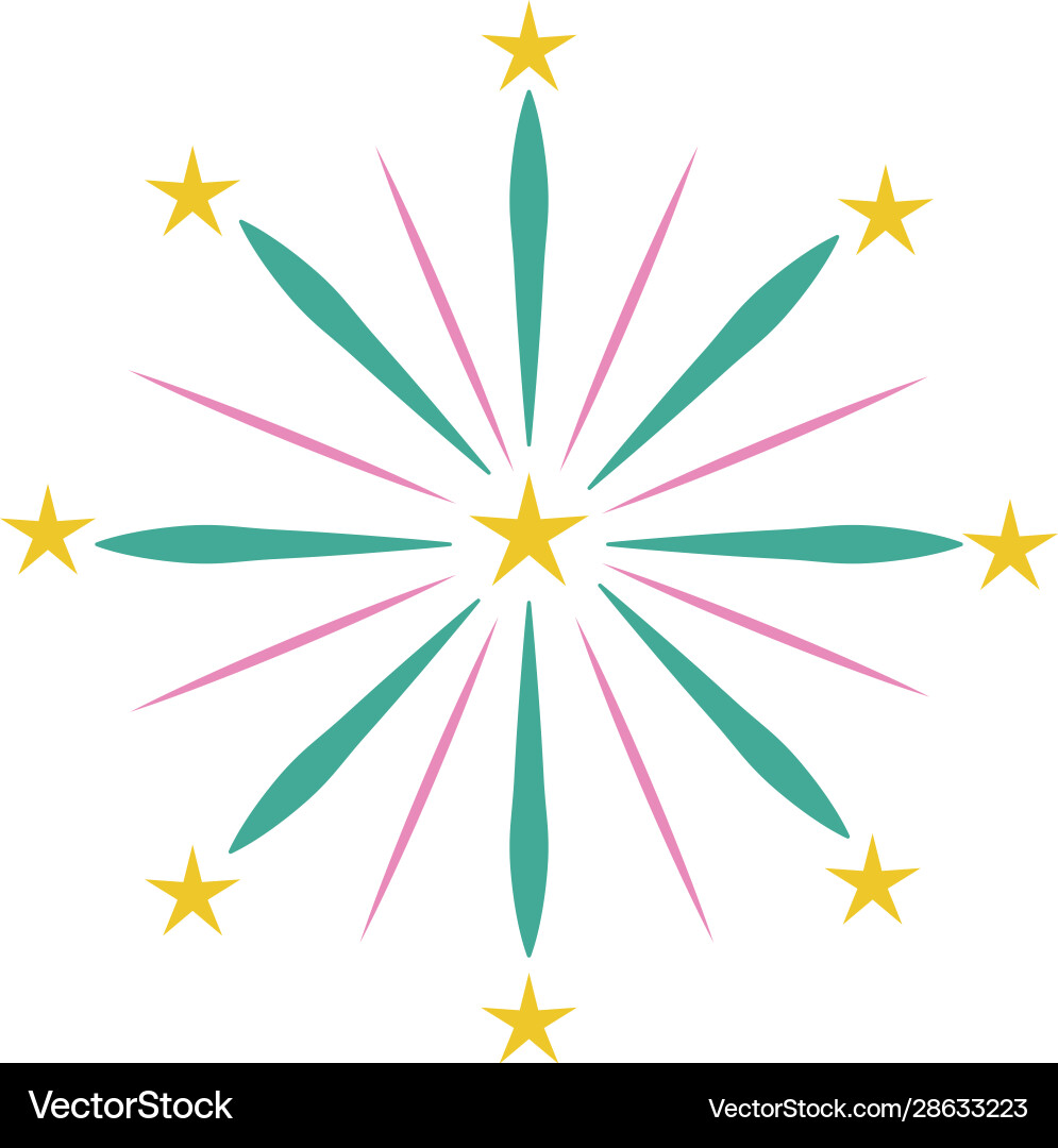 Fireworks explosion circular splash with stars Fireworks explosion circular splash with stars Vector Image