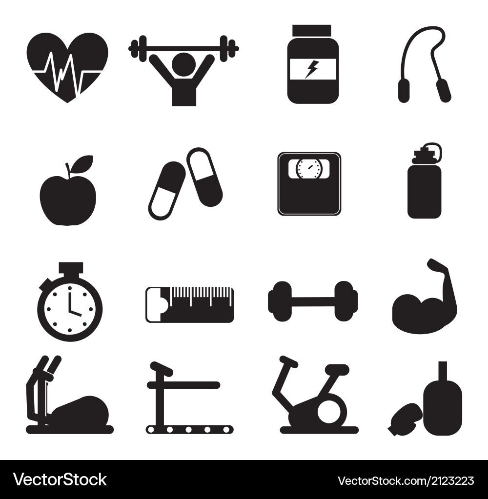 Fitness Icon Set - Diverse Exercise Symbols Vector Image