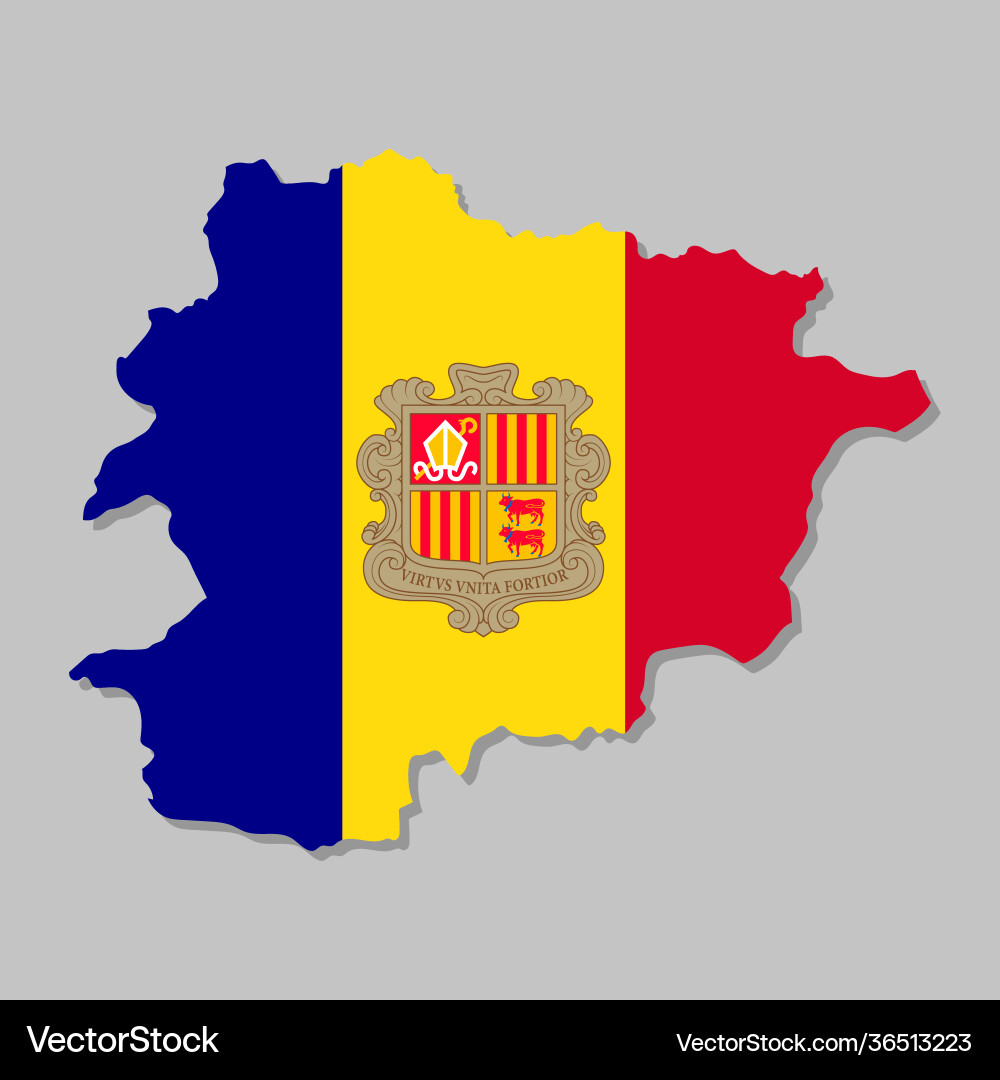 Hoch detaillierte Karte andorra mit Flagge Hoch detaillierte Karte andorra mit Flagge vektorbild