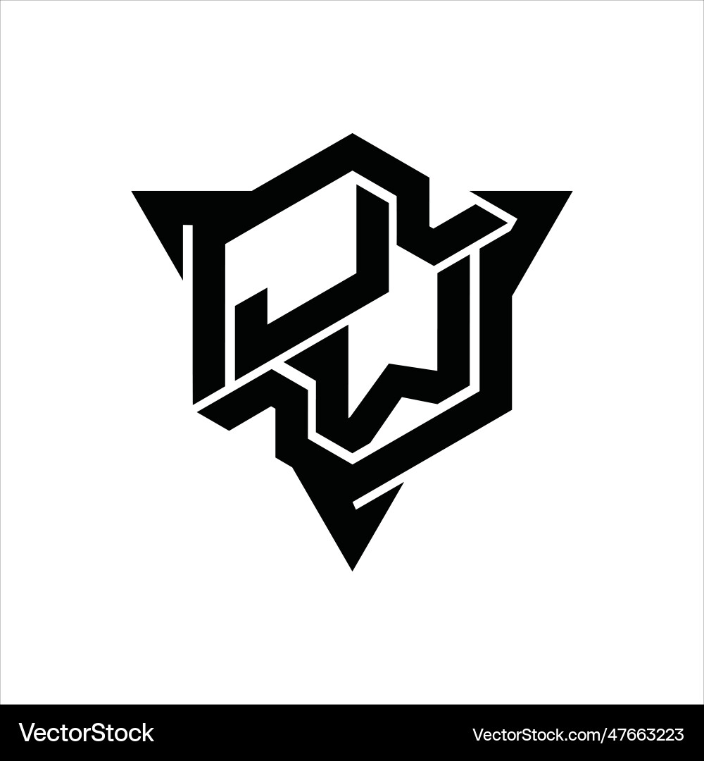 Jw logo monogram hexagon shape with triangle vector image