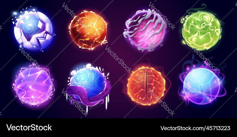 Magic balls crystal spheres and energy orbs vector image