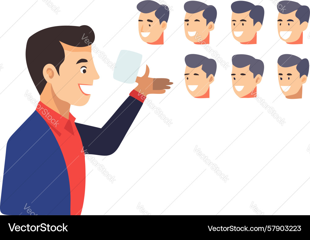Man enjoying drink with thought bubbles design Vector Image