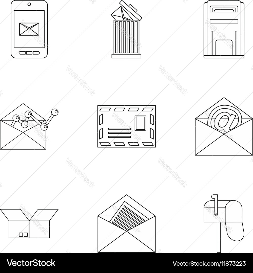 Message icons set outline style vector image