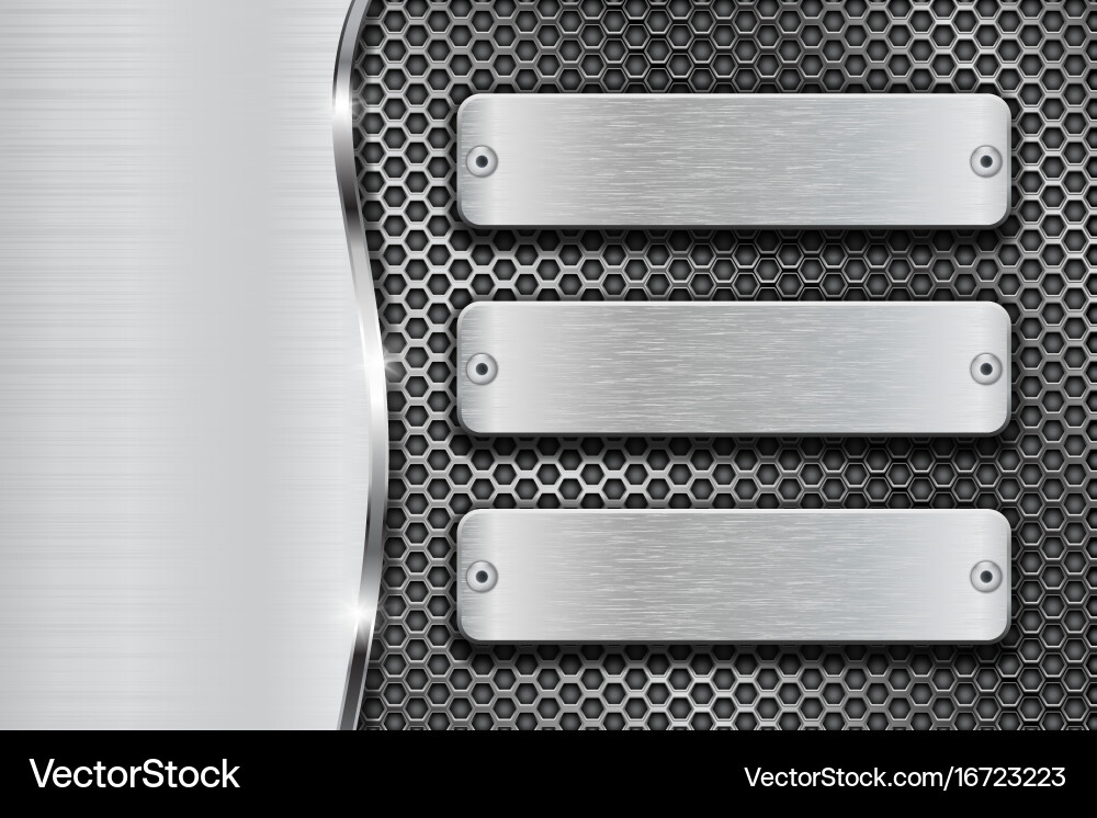 Metal background with perforation and rectangular Vector Image