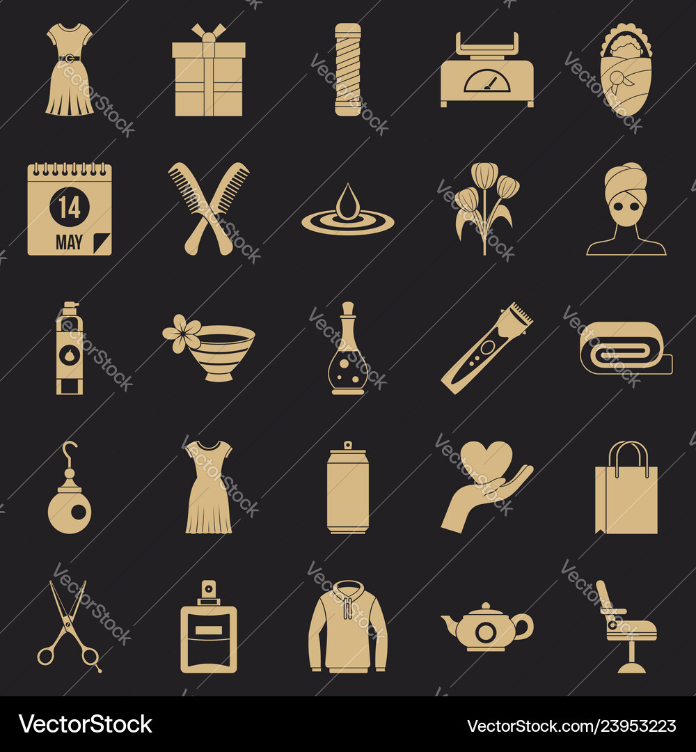 Recreation icons set simple style Vector Image