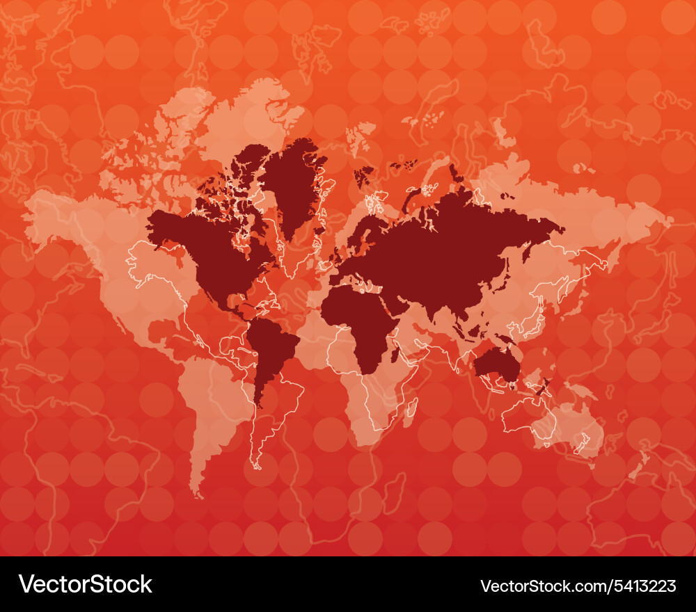 Red World Map - Abstract Dots vector image
