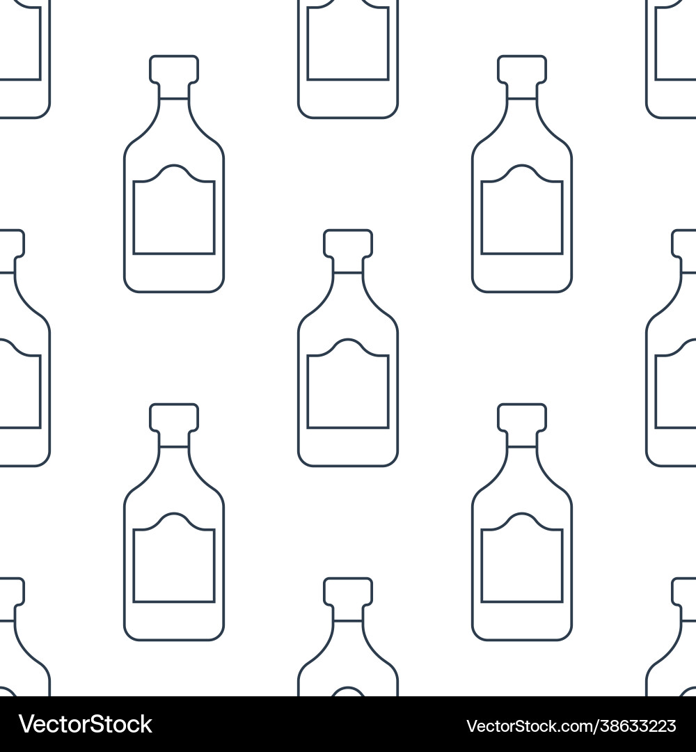 Rum bottles seamless pattern line art style Rum bottles seamless pattern line art style Vector Image