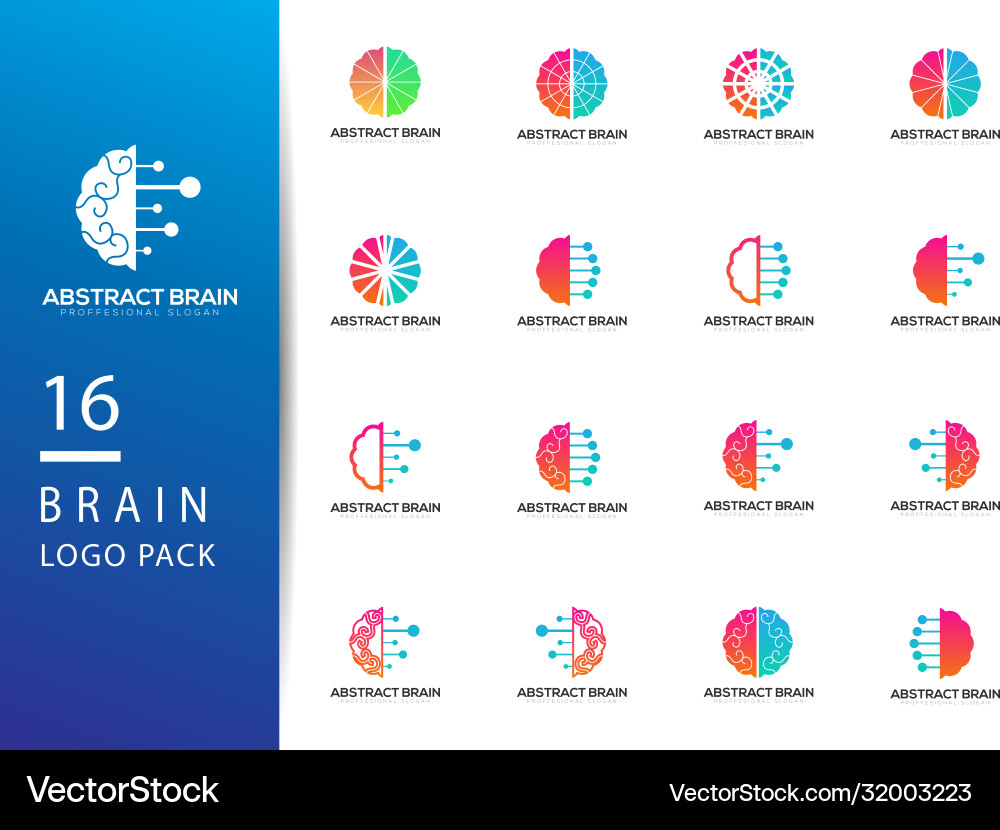 Set abstract colorful brain technology concept Set abstract colorful brain technology concept vector image