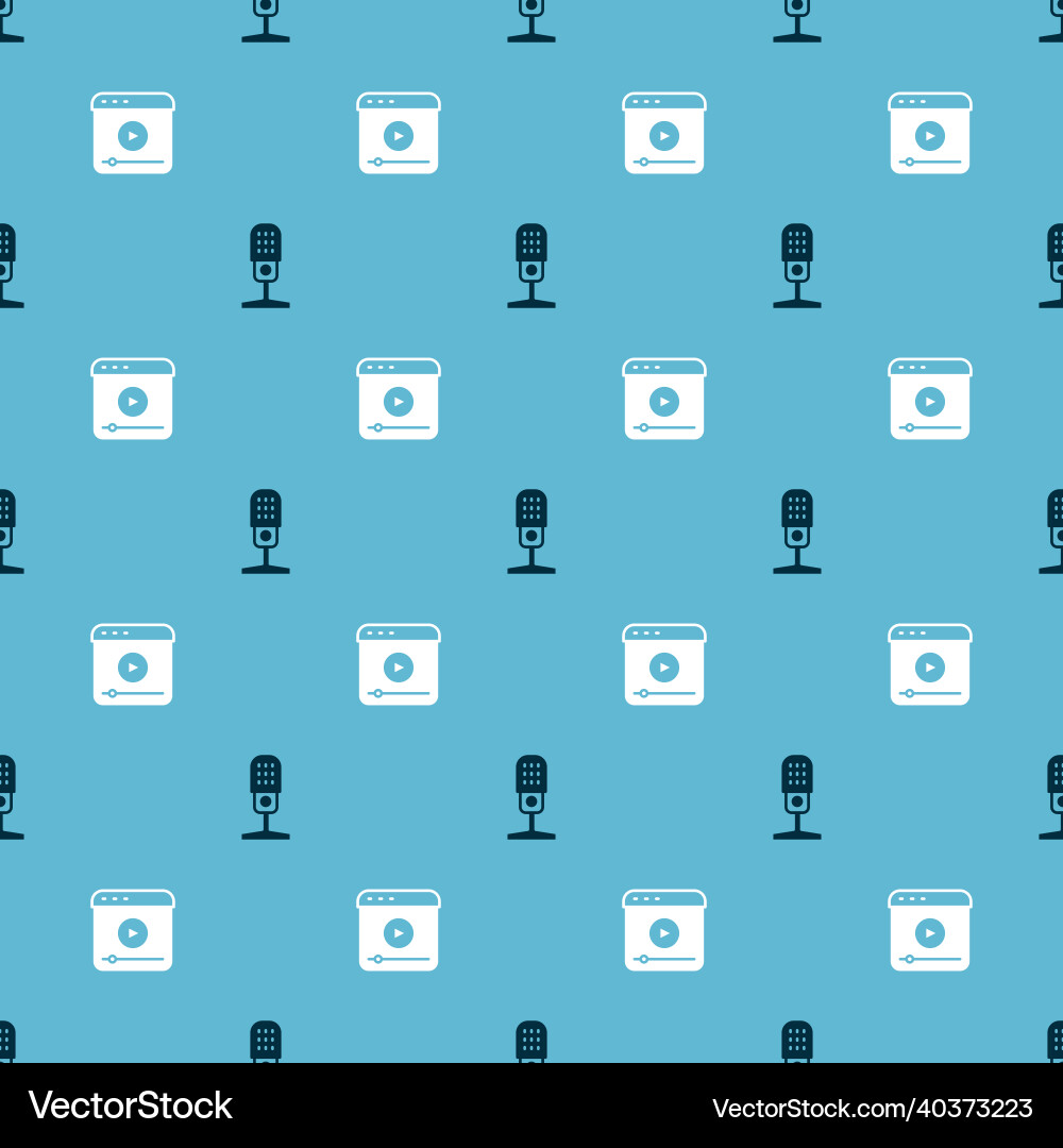 Set microphone and live stream on seamless pattern Set microphone and live stream on seamless pattern vector image